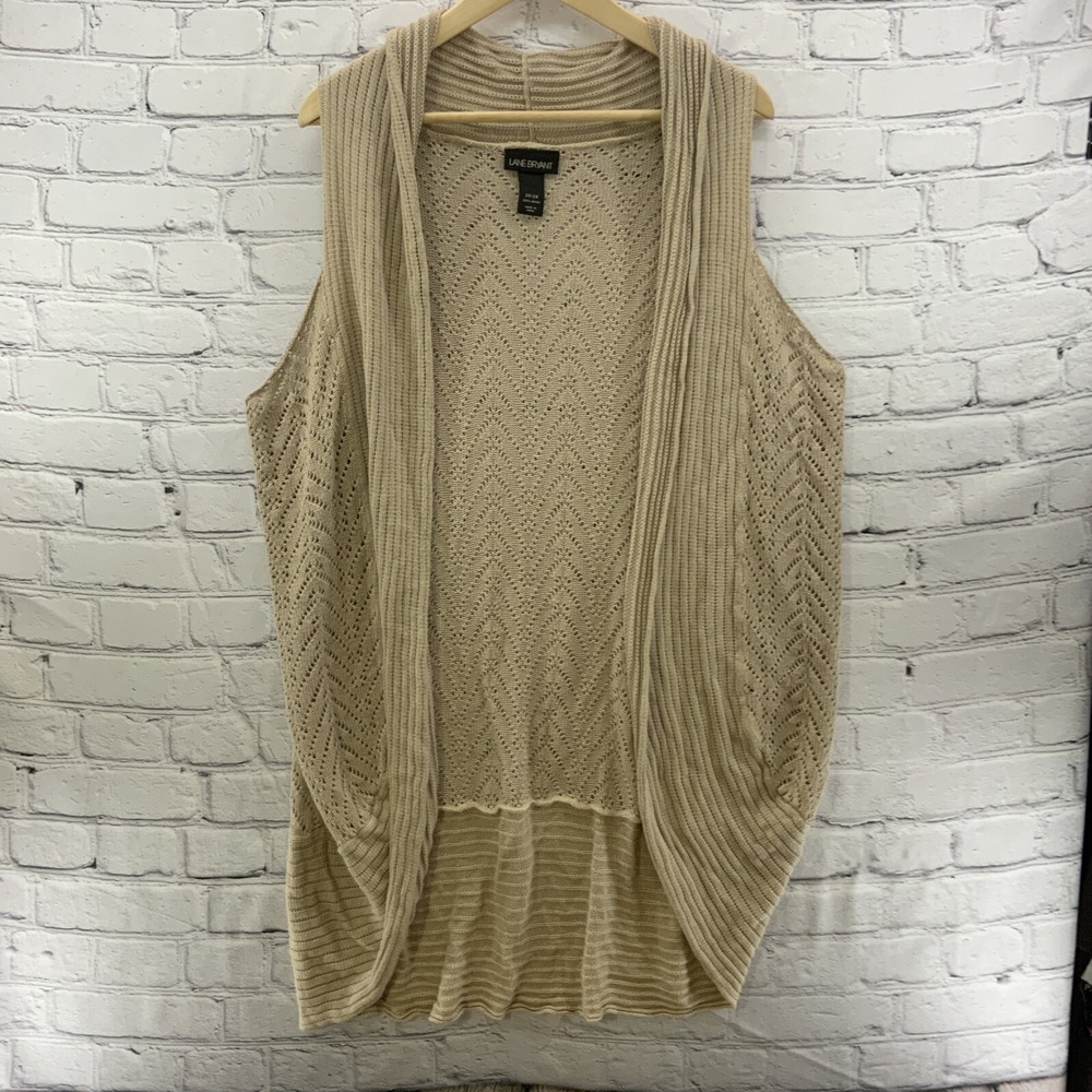 Lane Bryant Shrug‎ Open Front Sweater Plus Sz 26/28 Beige Loose Weave